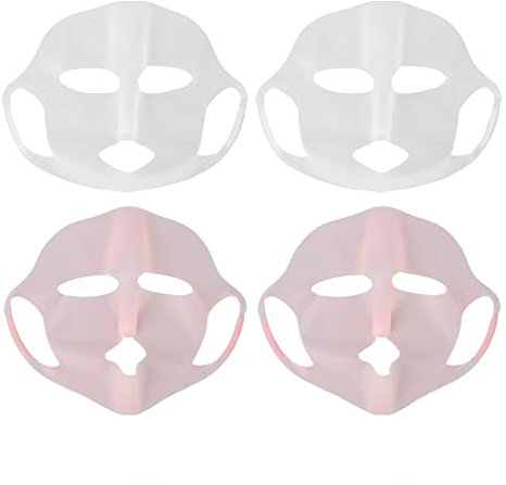 Masques en silicone reutilisables, lot de 4 masques hydratants pour visage, impermeables et evaporation, masques en aluminium pour soin de peau, comfortable et