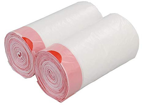 Hespama 50 L Drawstring Bin Liner, White, 120 Counts