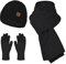 Mutze Schal Set Damen Rot, Damen Mütze Schal Set Stricken Handschuhe Winter Baretts Fleece Baskenmütze Langer Schal Warm Knit Touchscreen-Handschuhe Gestrickte Beanie Outdoor