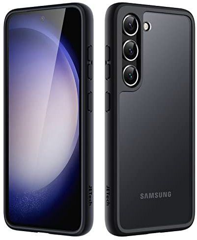 JETech Cover Opaca per Samsung Galaxy S23 5G 6,1 Pollici, Custodia Posteriore Glassata Traslucida Sottile, Anti-Impronte (Nero)