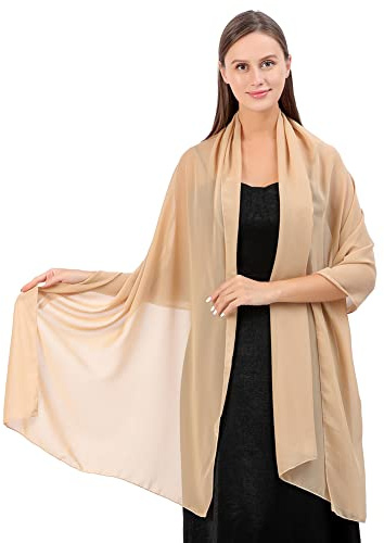 Proumhang Weiche Chiffon Tücher Schals Wraps für Braut Brautjungfer Hochzeit Party Abendkleid und besonderen Anlass Kleider Elegante Seidenschals für Mädchen Frauen 70cm x 200cm Gold