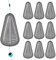 THKFISH Angelzubehör Set Gewichte Angeln Sinker No Roll Sinkers Bleigewichte No Snag Flache Inline-Sinker für Waller-Rigs -60G-10PCS