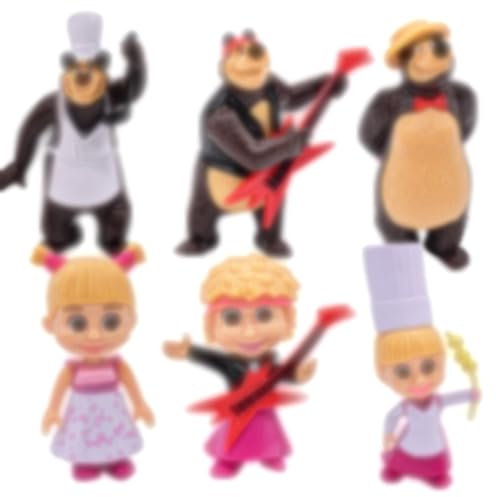 Nesloonp Geburtstagstortendeko Mascha und der Bär Figur Mädchen Geburtstagsdeko Set Mascha und der Bär Geburtstagsfigur Mascha und der Bär Rennfigur Geburtstagsfigur