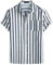 LucMatton Men's Casual Linen Breathable Vertical Stripes Print Shirt Summer Short Sleeve Button up Hawaiian Vacation Tops White X-Large