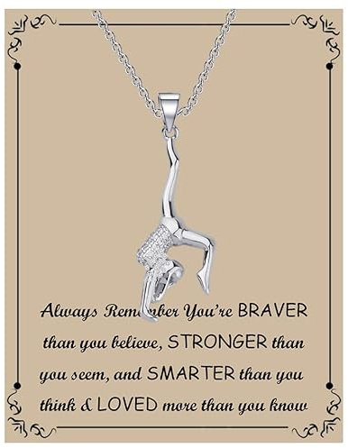 BNQL Gymnastik-Halskette - Geschenk für Mädchen, Turner-Team-Geschenke, Inspirierende Anhänger, Schmuck Mit Schatulle, Edelstahl