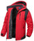 Herren Skijacke 3 in 6, Winterjacke Wasserdicht Softshelljacke Funktionsjacke Warm Jacke Fleecejacke Atmungsaktiv Winddichte Wanderjacke Regenjacke Freizeitjacke mit Abnehmbarer Kapuze-Red-3XL
