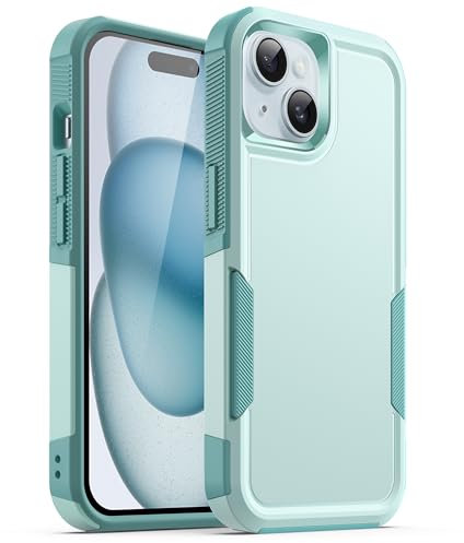 JETech Case for iPhone 15 Plus 6.7-Inch, Heavy Duty Dual-Layer Rugged Protection, Shockproof Protective Tough Phone Cover with Matte Back (Mint Green)