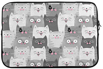 Housse Ordinateur Portable Fond De Motif Mignon Chats Gris Drôles Housse De Protection Ordinateur À La Saleté Facile À Transporter Sacoche Ordinateur, pour Ordinateur Portable, Netbook, 15In