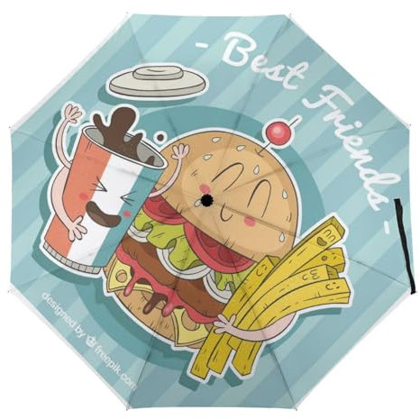 ORENZ Parapluie Automatique Burger Frites Parapluies Pliants Parapluies Légers Et Coupe-Vent Parapluie De Voyage Portable