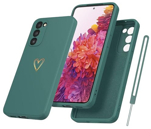 Yichxu Handyhülle für Samsung Galaxy S20 FE 5G Hülle mit Band Kette Herz Love Silikon Weich TPU Stoßfeste Schutz Bumper Case Ultra Dünn Kratzfeste Schutzhülle für Samsung S20 FE 4G / 5G, Grün