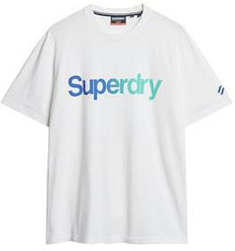 Superdry Herren Locker geschnittenes Core T-Shirt mit Logo Verblasstes Strahlendes Weiß L