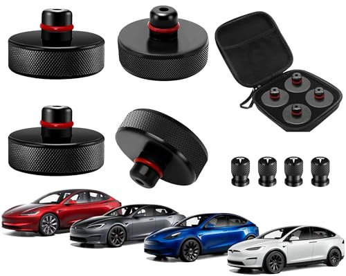 Hebekissen für Automobile, Tesla Model 3/S/X/Y, 4 Kissen mit Aufbewahrungstasche, Zubehör für Tesla-Fahrzeuge, Klinken-Pad-Block-Schutz und 4 Reifenventile