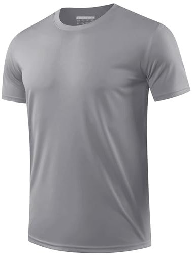 EKLENTSON Uv-Schutz Schwimmshirt Herren Shortsleeve Sonnenschutz Sportshirt Stretch Quick Dry Fitness Shirt (M, Hellgrau)