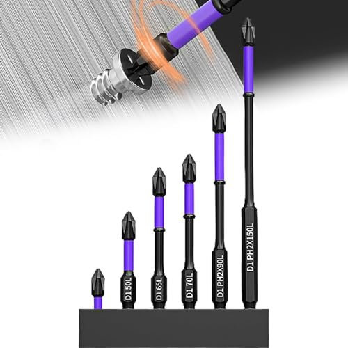 KIPTVO 6 PCS Screwdriver Bits Set, D1 Anti-Slip and Shock Proof Bits, Magnetic Phillips Screwdriver Bits, Drill Screwdriver Bits, Strong Magnetic Impact Screwdriver Set, for Family or Office