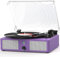 Udreamer Giradischi con altoparlanti integrati e trasmissione a cinghia Bluetooth, fonografo vintage a 3 velocità per ascolto musicale e decorazione domestica viola