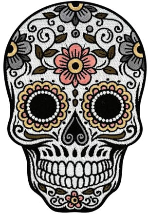 Urbanski Patch Mexican Skull Mexikanischer Totenkopf zum Aufbügeln 13,4 x 9 cm | Aufnäher Applikation Bügelbild