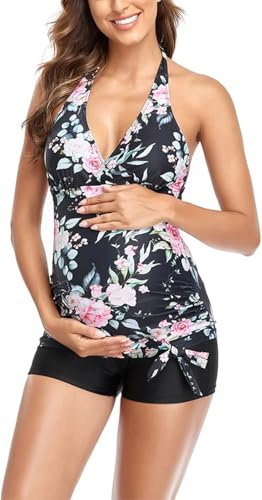 Wulachaka Maillot de bain de maternité avec short de bain pour femme enceinte - Motif floral - Maillot de bain d'été - Maillots de bain de maternité pour femmes, Type 11, XXL