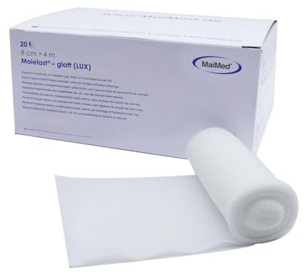 Maielast Mullbinden 8cm x 4m - 20 Stück Hochelastische Medizinische Fixierbinde, Latexfreies Verbandsmaterial, 80% Dehnbar, Besonders Geeignet zur Befestigung von Wundauflagen