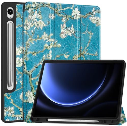 Vakarey para Samsung Galaxy Tab S10 Lite/S10 Fe Funda con Soporte Bolígrafo,Ultrafina Inteligente Funda para Galaxy Tab S9 Fe 10.9 Pulgadas/Tab S9 11 Pulgadas 5G,Flores
