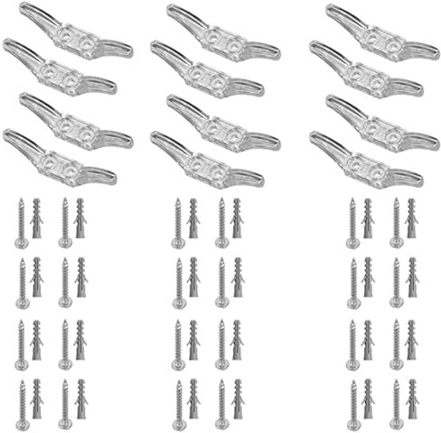 Yuiturt 12pcs Blind Cord Safety Device Clear Cord Cleats for Blinds, Plastic Blind Clips with Screws, Transparent Safety Hooks for Curtains, Sun Shades & Window Blinds
