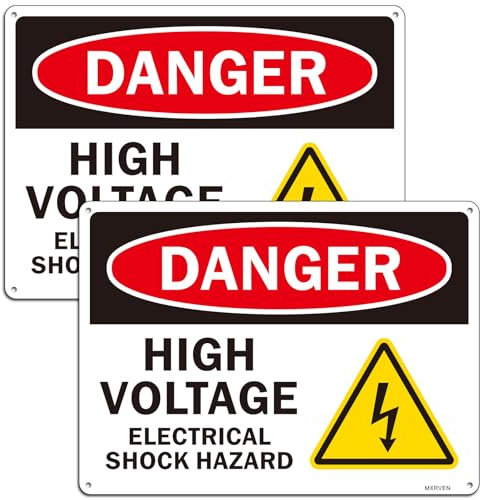 Metallschild Danger - High Voltage, Electrical Shock Hazard, 30,5 x 22,9 cm, reflektierendes Aluminiumschild