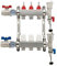ShineNova Manifold for Underfloor Heating Stainless Steel with Compression Connection, Flow Meter, Ball Valves, Ventilation, Thermometer 3 Ports
