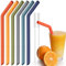 NiHome Lot de 6 pailles en silicone réutilisables, extra larges, pour boba, smoothies et thé aux bulles, longueur découpable, sans BPA, avec 2 brosses de nettoyage, arc-en-ciel foncé