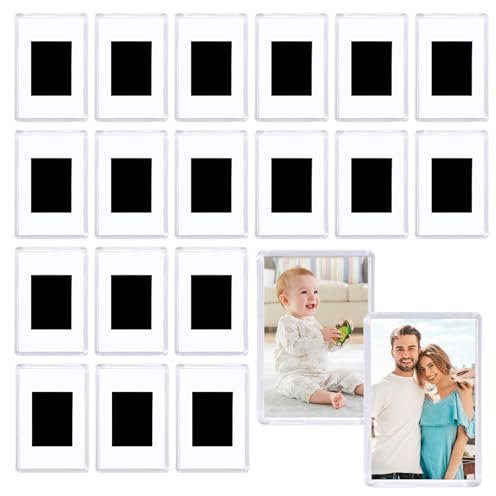 20 Piezas Mini Marcos de Fotos Magnéticos 7 x 4,5 cm Marcos Imanes Personalizados Nevera, Mini Marco de Fotos, Marcos de Fotos de Acrílico Transparente, Marco de Fotos en Blanco para Refrigerador