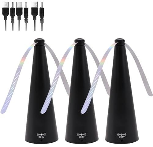 3 Ventilateur Anti Mouche, Electrique Chasse Mouche de Table, Repousse Anti Moustique pour Éloigner Les Insectes de La Nourriture, pour Maison Dîner, Pique-Nique Exterieur/Interieur