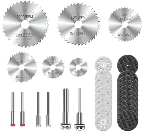 Set de 32 Discos de Corte para Dremel, Incluye 6 Mandriles SC, Mini Hojas de Sierra Circular HSS, Herramientas Rotativas para Cortar Madera, Piedra, Metal,accesorios herramientas mini
