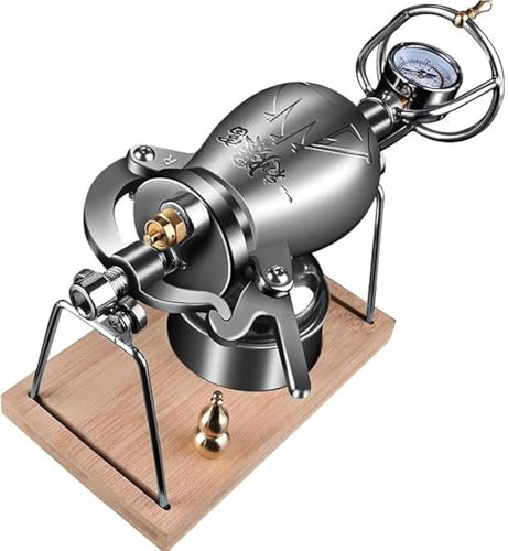 Hot Air - Máquina tradicional china para palomitas de maíz, acero inoxidable 304 retro con manómetro y válvula de alivio de presión (360 ml)