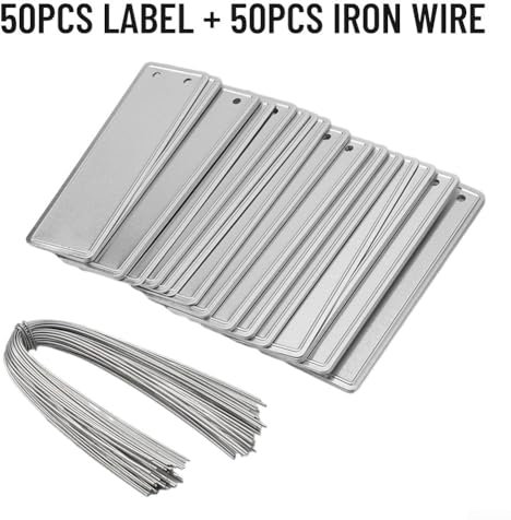 Etichette per piante personalizzabili con materiale in alluminio e filo metallico per appendere facilmente