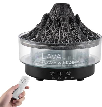 ThreeH Vulkan Luftbefeuchter & Aroma Diffusor 7-Farben LED Dualmodus Schlafzimmer/Büro, Schwarz