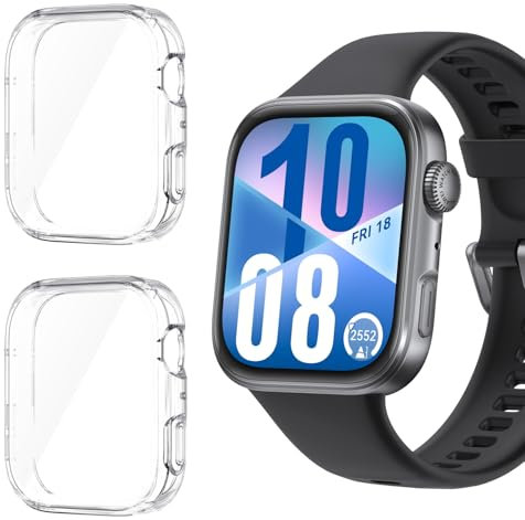 Holilo 2 Stück Hülle für HUAWEI Watch Fit 4 Rundum Schutzhülle,Vollständige Abdeckung Schutzhülle Ultradünne Kratzfest Schutz Case-Transparent