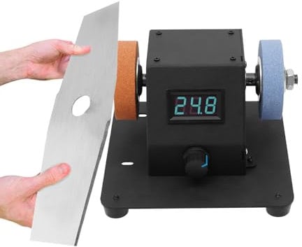 Mini sega da tavolo e levigatrice a nastro, 350 W, multifunzione, con display digitale, continuo 0-6000 giri/min; per legno/metallo/plastica, altezza di taglio max. 10 mm (nero)