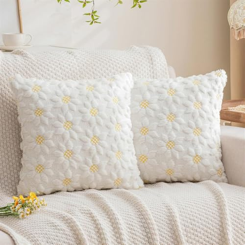 Sunshine smile Kissenbezug 40x40 cm,2er Set Kissenhülle Blumen,Zierkissenbezug Dekokissen,Kissenbezug Kordsamt,Deko Kissen Wohnzimmer,Deko Kissen mit Blumen,für Sofa Sessel Zuhause Schlafzimmer