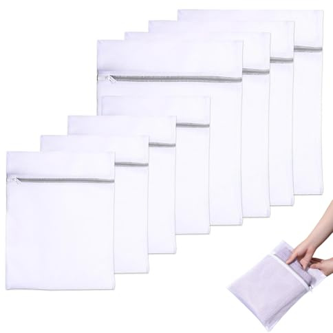 Wäschesäcke 8 Stück Netzbeutel Waschmaschine Weiß 30x20cm 30x40cm Feines Wäschebeutel-Set für empfindliche Kleidung und Reiseorganisation