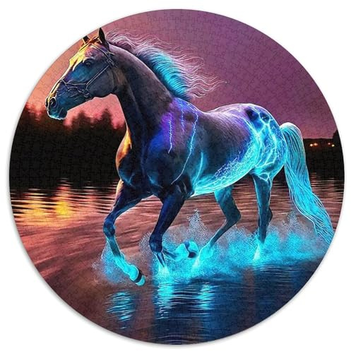 Pferd 1000 Teile Circular Puzzles Für Erwachsene Kinder - Schwer, Rundes Für Erwachsene Geschenke Für Mama, 1000pcs (67.5x67.5cm)