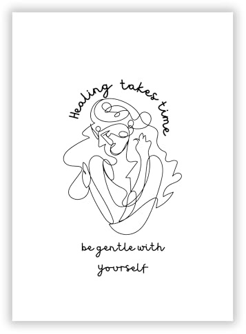 Druck-Palast Healing Takes Time. Be Gentle With Yourself. Selbstliebe Poster - 50x70cm - Kunstdruck - Wohnzimmer Schlafzimmer - Minimalistisch Modern Inspirierend - Hochwertiger Druck