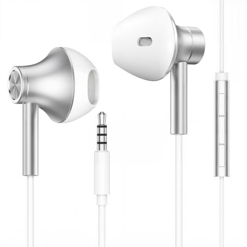 VUM HiFi Stereo 3.5 mm Wired Earbuds with Ultra Clear Mic & Volume Control | 14-Strand Pure Copper Cable, High-Sensitivity Composite-Driver, 3.5mm Jack Corded Headphone for iPhone/iPad/Android/Laptop/PC