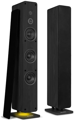 Audizio Arco - Standlautsprecher Aktiv 2er Set, Bluetooth 5.4 & DAB Radio, 320 Watt HiFi Lautsprecher Musikanlage & Heimkino Soundsystem, LED Licht - USB, AUX, Optical, Fernbedienung - Schwarz
