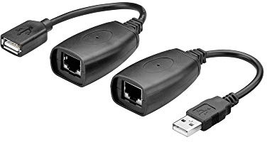 Goobay 93321 USB auf RJ45 Buchse Verlängerung / USB auf CAT Adapter überbrückt Distanzen bis zu 40 m / Max. 12 Mbits Ethernet Adapterkabel / Schwarz