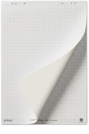 herlitz Flipchartpapier Recycling, kariert, 65 x 98 cm, mit 20 Blatt je Block, gerollt verpackt, 6 fach Lochung, 1 Stück