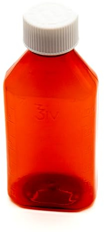 Sponix - Bottiglia ovale da farmacia, 113,4 ml, con tappi CR inclusi (QTY. 100) - bottiglia da farmacia da prescrizione, contenitore in plastica