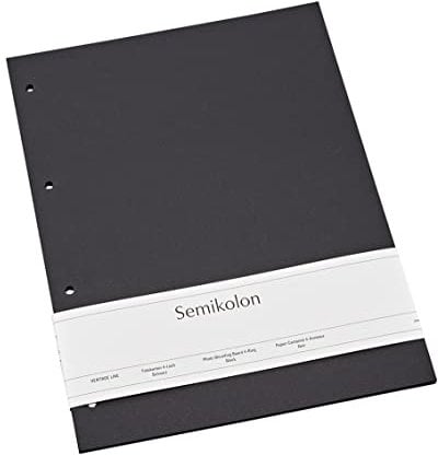 Semikolon 353088 Fotokarton 4-fach gelocht - für Foto-Mappe 4-Ring - 20 Blatt, Format: 23 x 29,5 cm - black schwarz