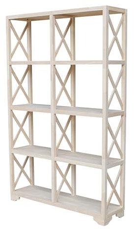 IC International Concepts Raumteiler mit 4 Regalböden, massives Echtholz, stabiles Parawood, Wohn-/Schlafzimmer/Eingangsbereich, Maße 115 cm B x 180 cm H, 9 kg Regalkapazität, lackiert/fleckenfertig,