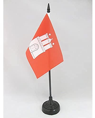 AZ FLAG - Tischflagge Hamburg - 15x10 cm - Hamburg Tischfahne 10 x 15 Cm - Flaggen