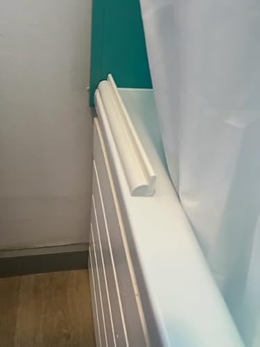 Specialist Discreet Shower curtain/bath splash drip guard. Stops water running over the bath edge between shower curtain, this is 28cm long.