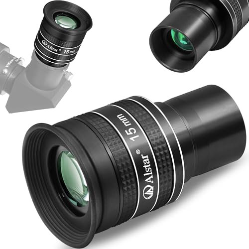 Alstar 1,25 Zoll Teleskop Okular - 58 Grad 15 mm Planetenokular für Teleskop - Voll mehrfach beschichtetes Weitwinkelobjektiv für Astronomie & Astrofotografie