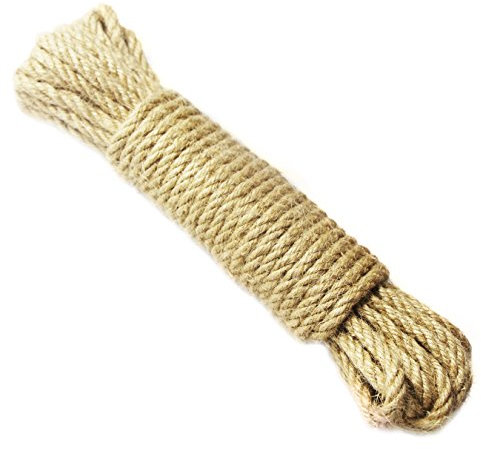 Uooom 10 m 4-ply naturale spessa corda di canapa 6 mm forte corda di iuta per fai da te arti artigianato regalo imballaggio decorazione, abbinamento e giardinaggio, 10m * 6mm